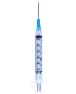 Pack of 10 syringes, 25 gauge with 3ml capacity for reliable injection use.