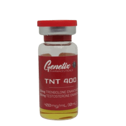 TNT 400 vial by Genetix Pharma featuring a blend of Trenbolone Enanthate and Testosterone Enanthate