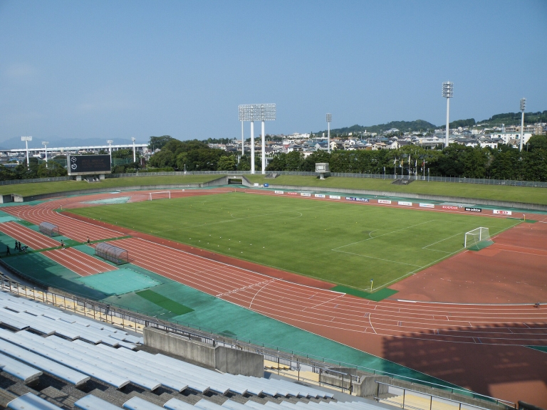 Athletics stadium with a running track