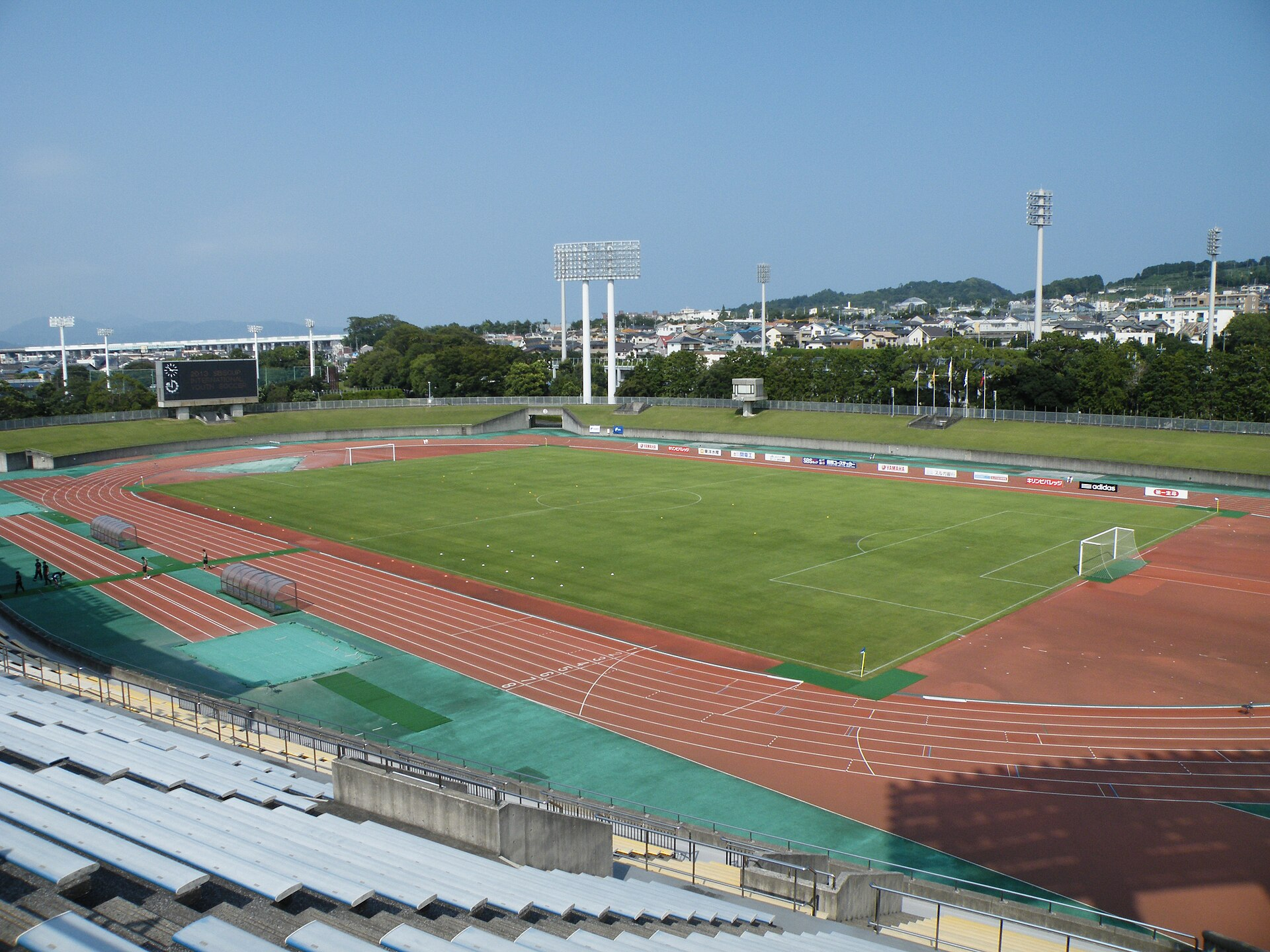 Athletics stadium with a running track