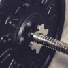 Close-up of a barbell and weight plate
