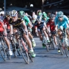 Group of road cyclists racing