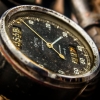Close-up of a vintage speed gauge