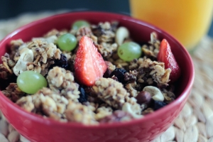 Bowl of granola with fresh fruit