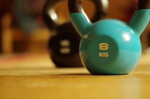 Kettlebell on a gym floor