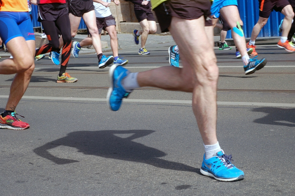 Runners in a city marathon