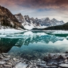 Cold mountain lake surrounded by peaks
