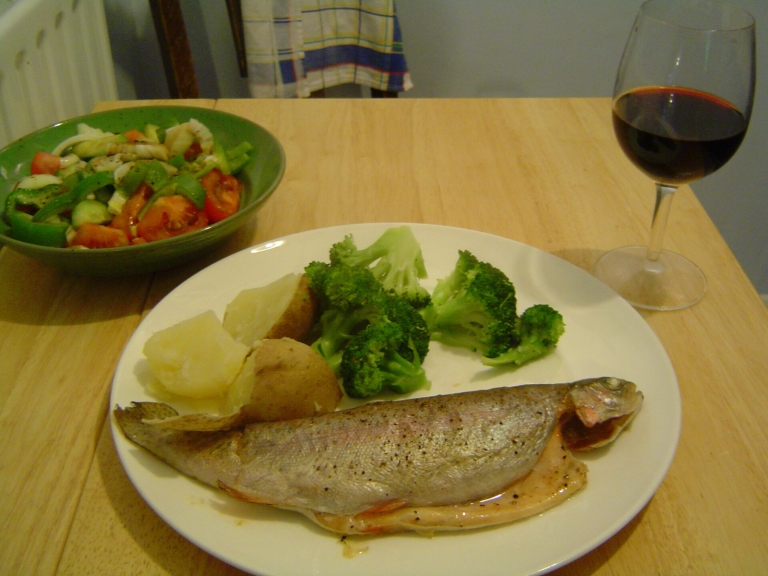 Baked Trout Amandine with Green Beans