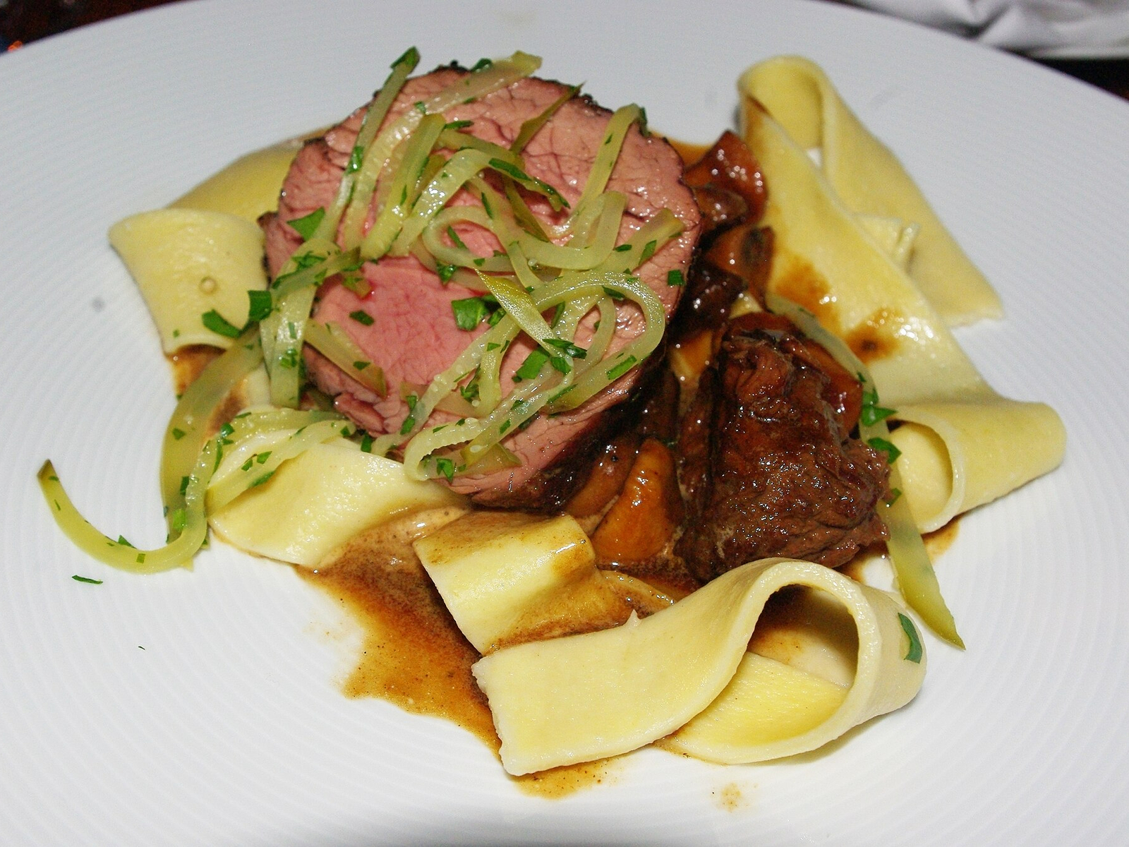 Beef Stroganoff on Buttered Egg Noodles