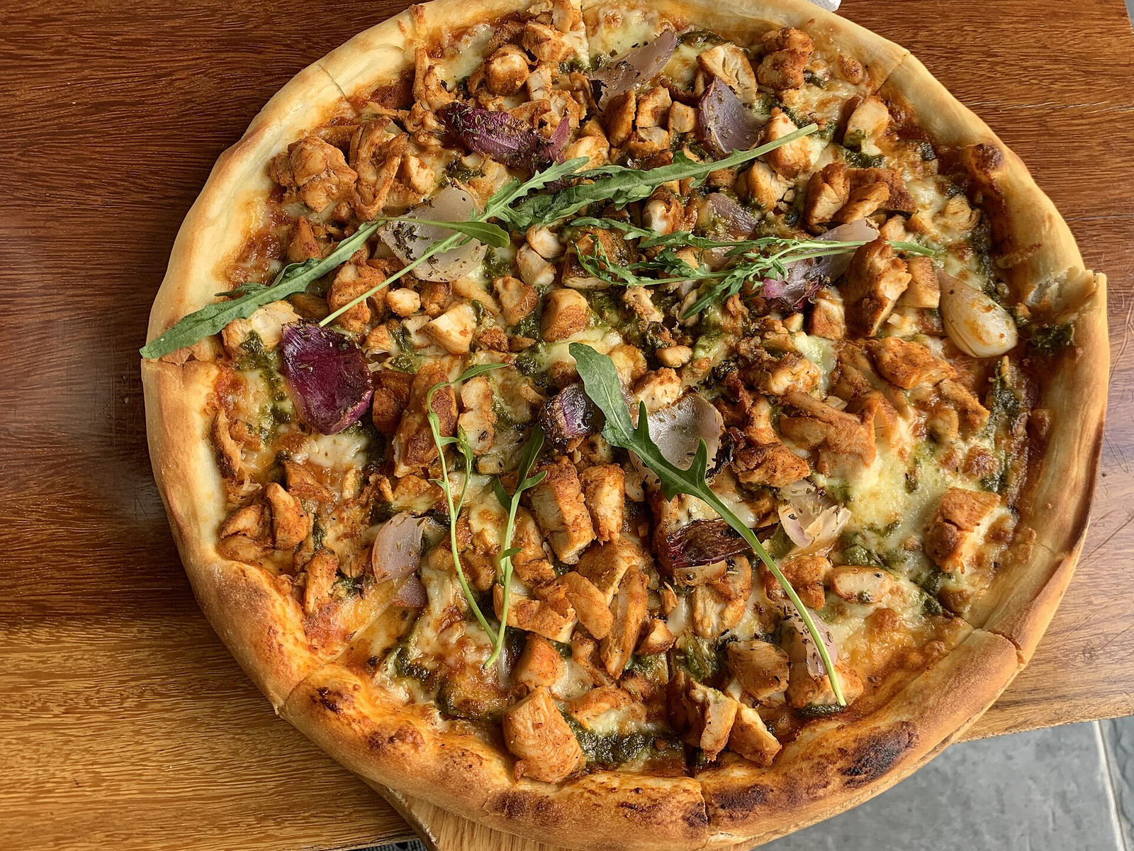 High-Protein Chicken Pizza on a Greek Yogurt Crust