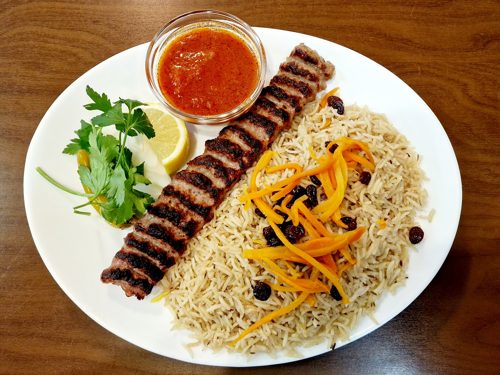 Lamb Kofta with Tzatziki and Rice