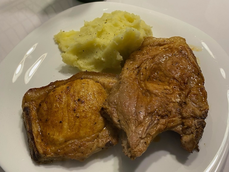 Pork Chops with Maple Carrots and Mash (Low-FODMAP)