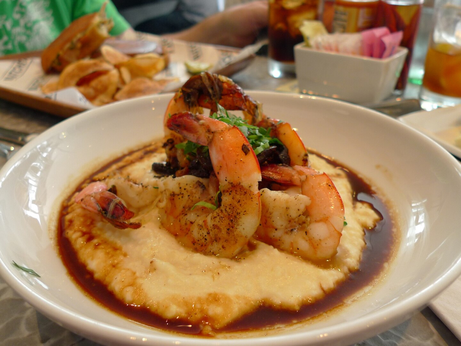 Lighter Shrimp and Cheddar Polenta