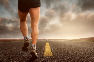 Runner on an open road