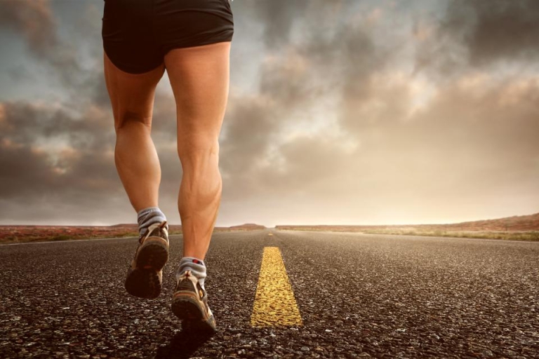 Runner on an open road