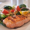 Grilled salmon with fresh vegetables