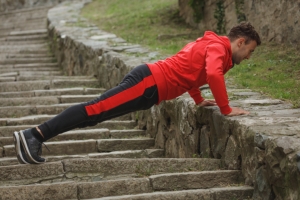 Man training on outdoor stairs